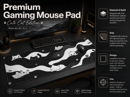 Cat Black Theme Gaming Pad