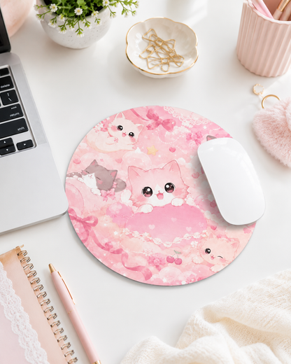 Pink Cute Cat Mouse Pad