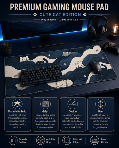 Cat Blue Theme Gaming Pad